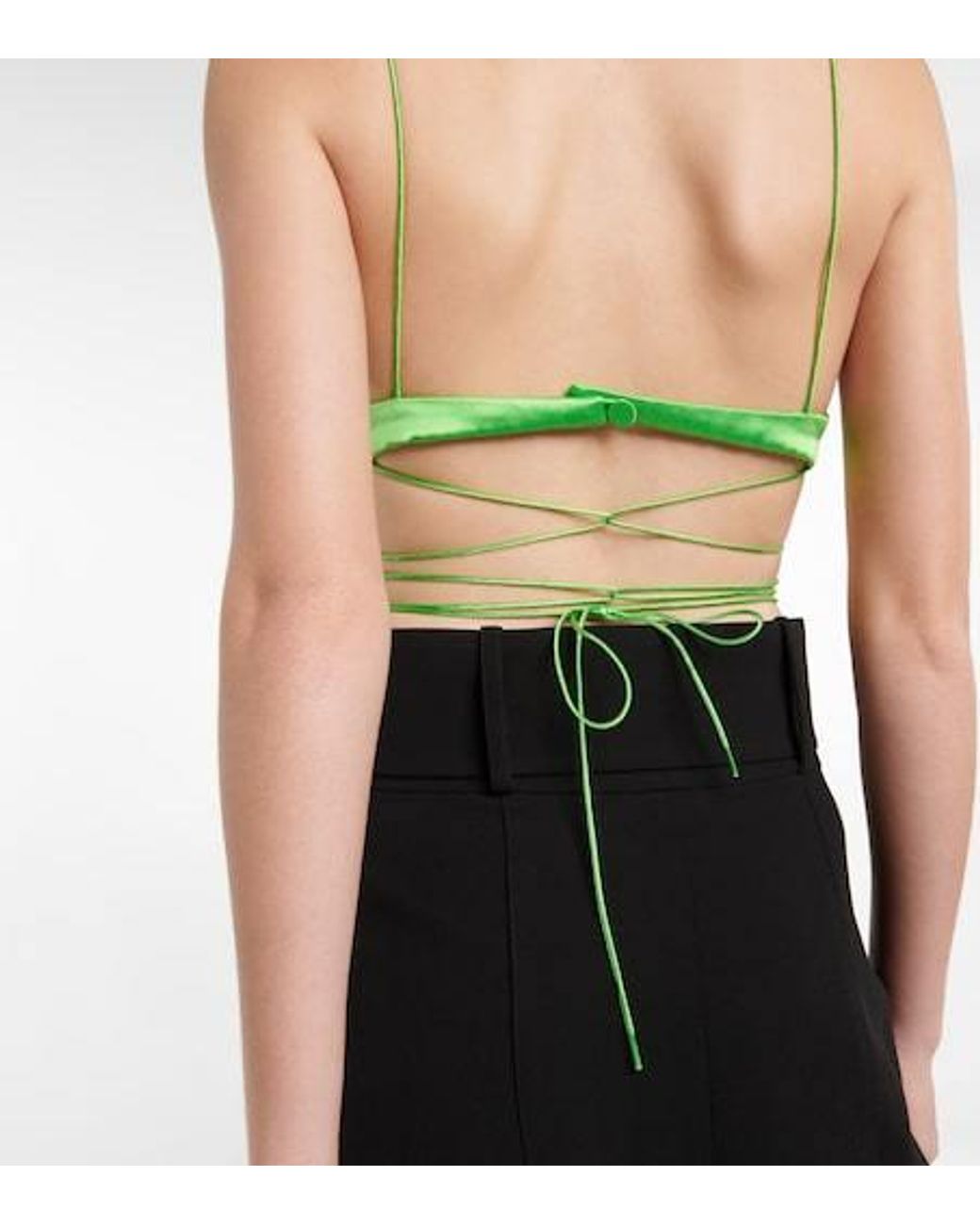 Alex Perry Green Comer Satin Wire-Free Bra