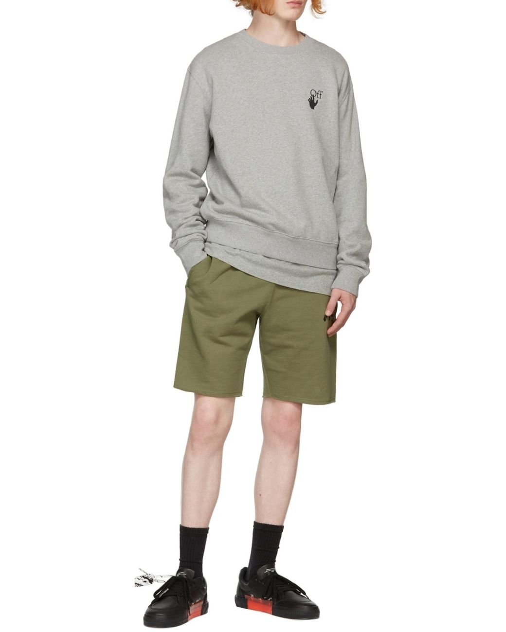 Off-White c/o Virgil Abloh Gray Logo-Print Long-Sleeve Sweatshirt for men