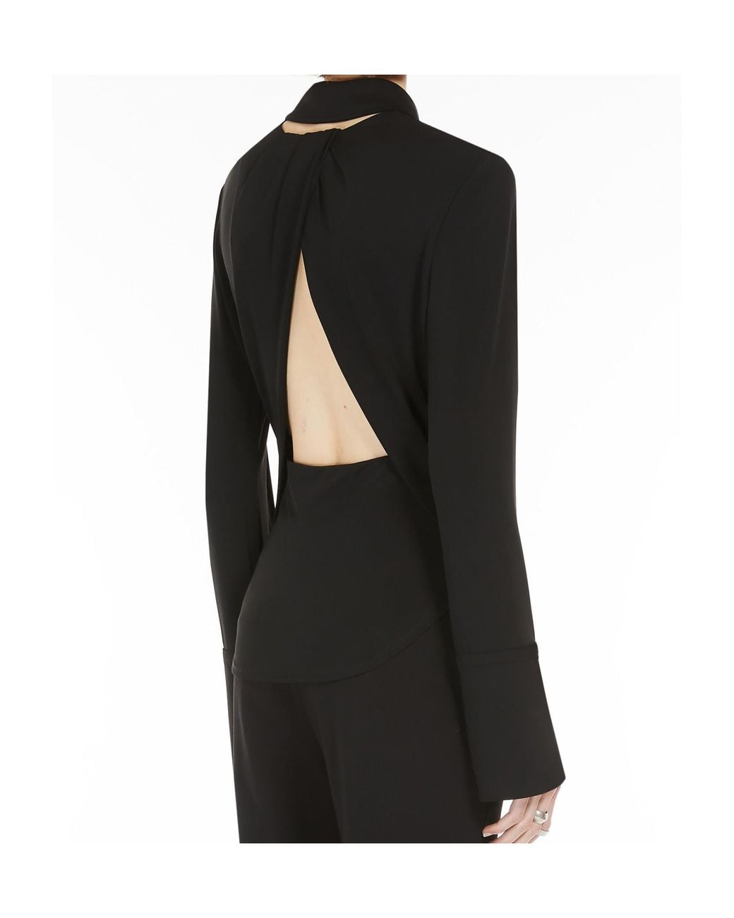 Sportmax Black Candido Open Back Button-Up Top