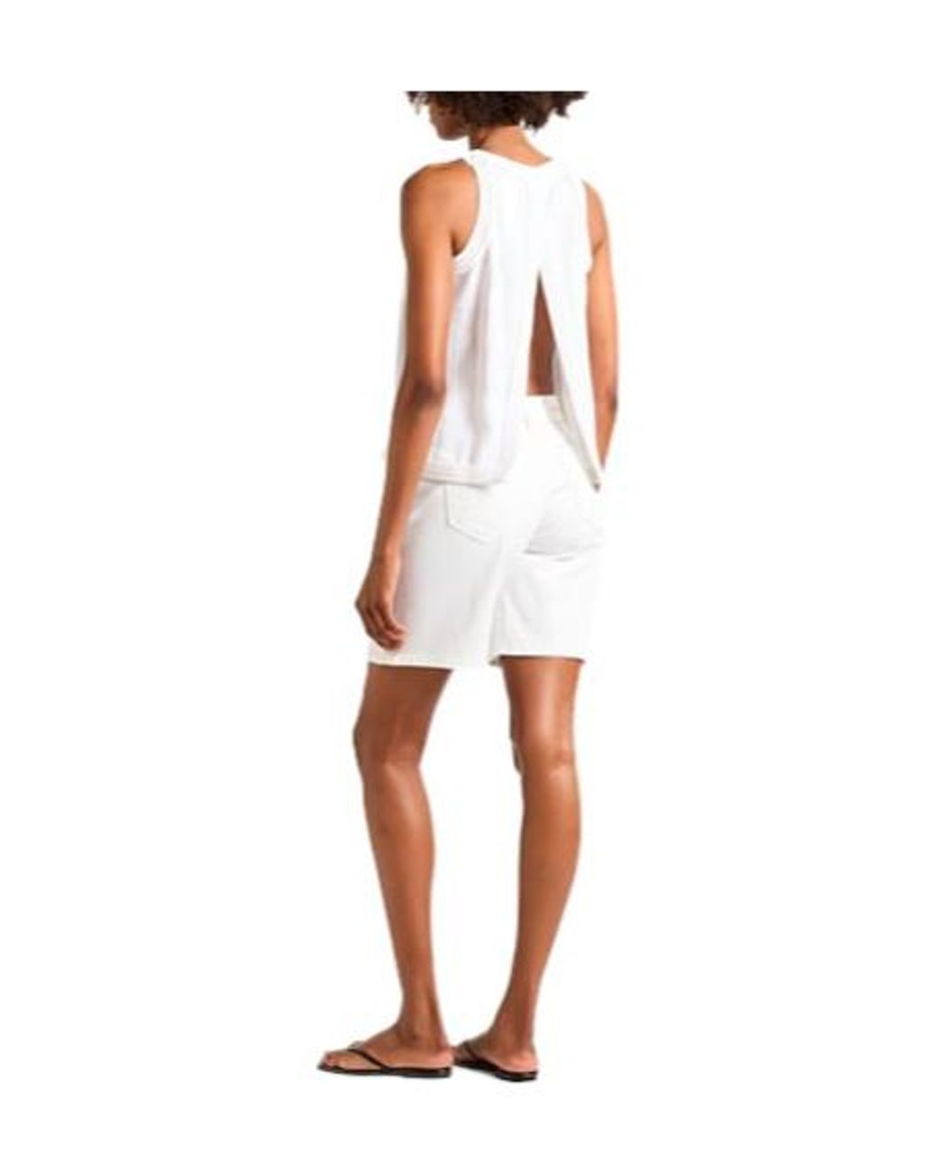 MAX&Co. White Solid Color Linen Tank Top
