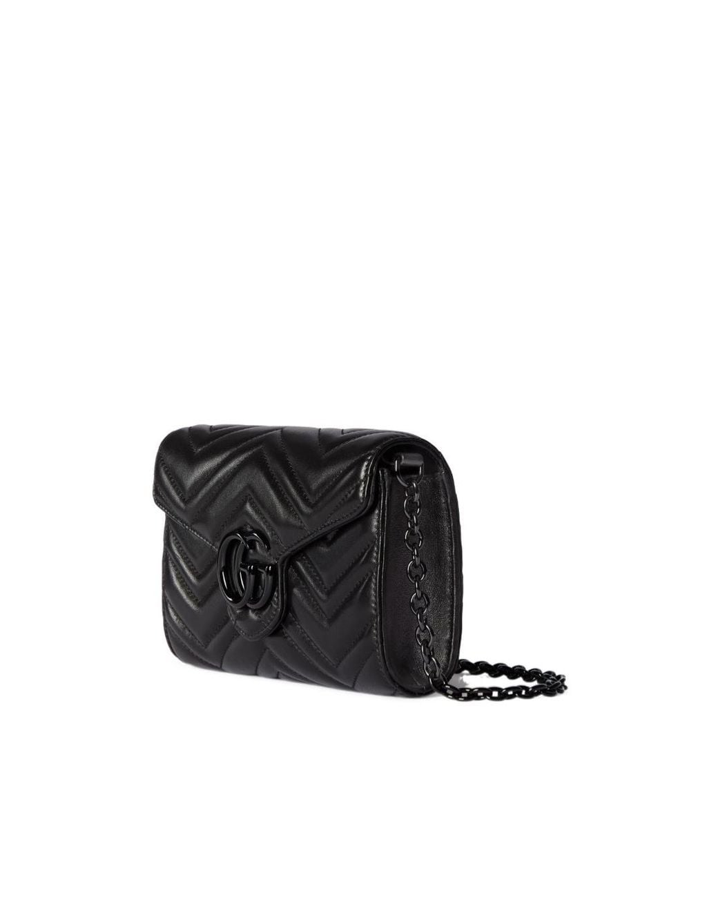 Gucci Black Chain Linked Gg Marmont Wallet