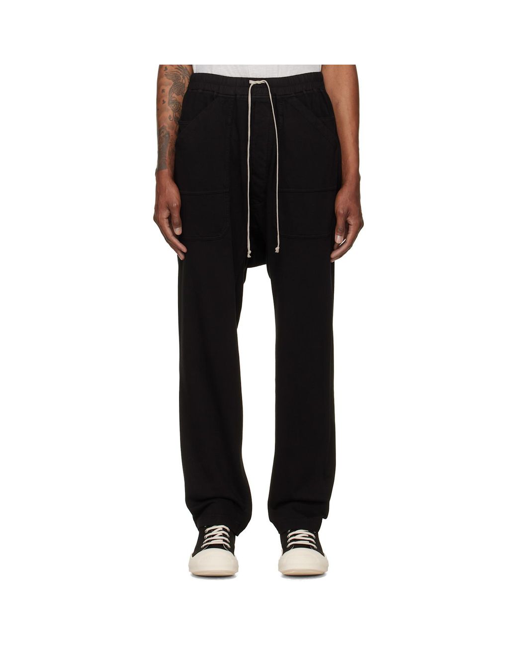 Rick Owens Black Drawstring Trousers for men