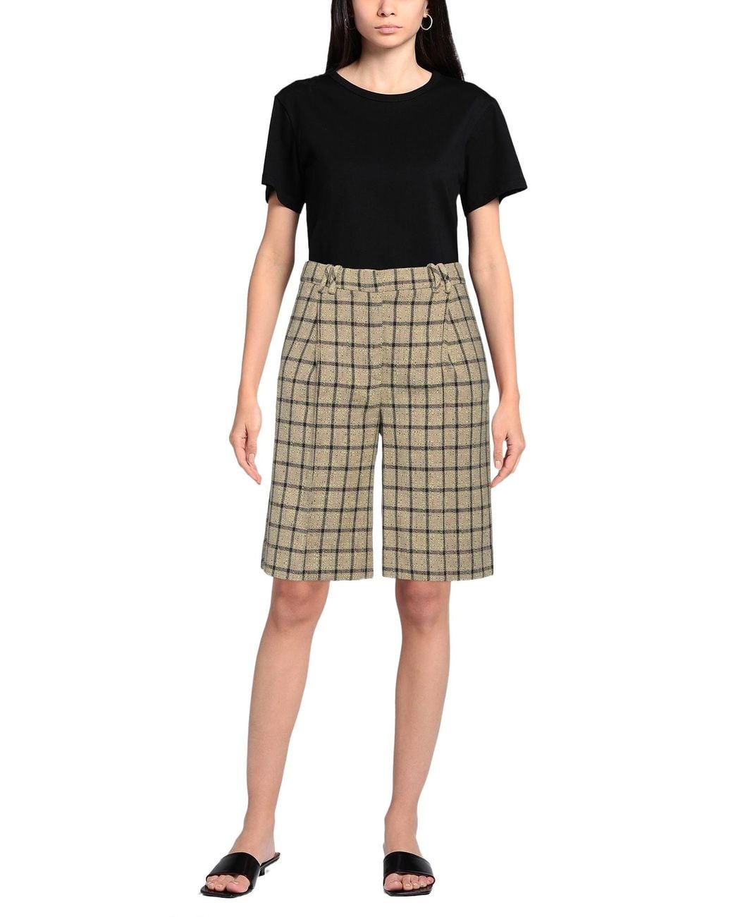 Ganni Natural Comfortable Stretch Check Shorts