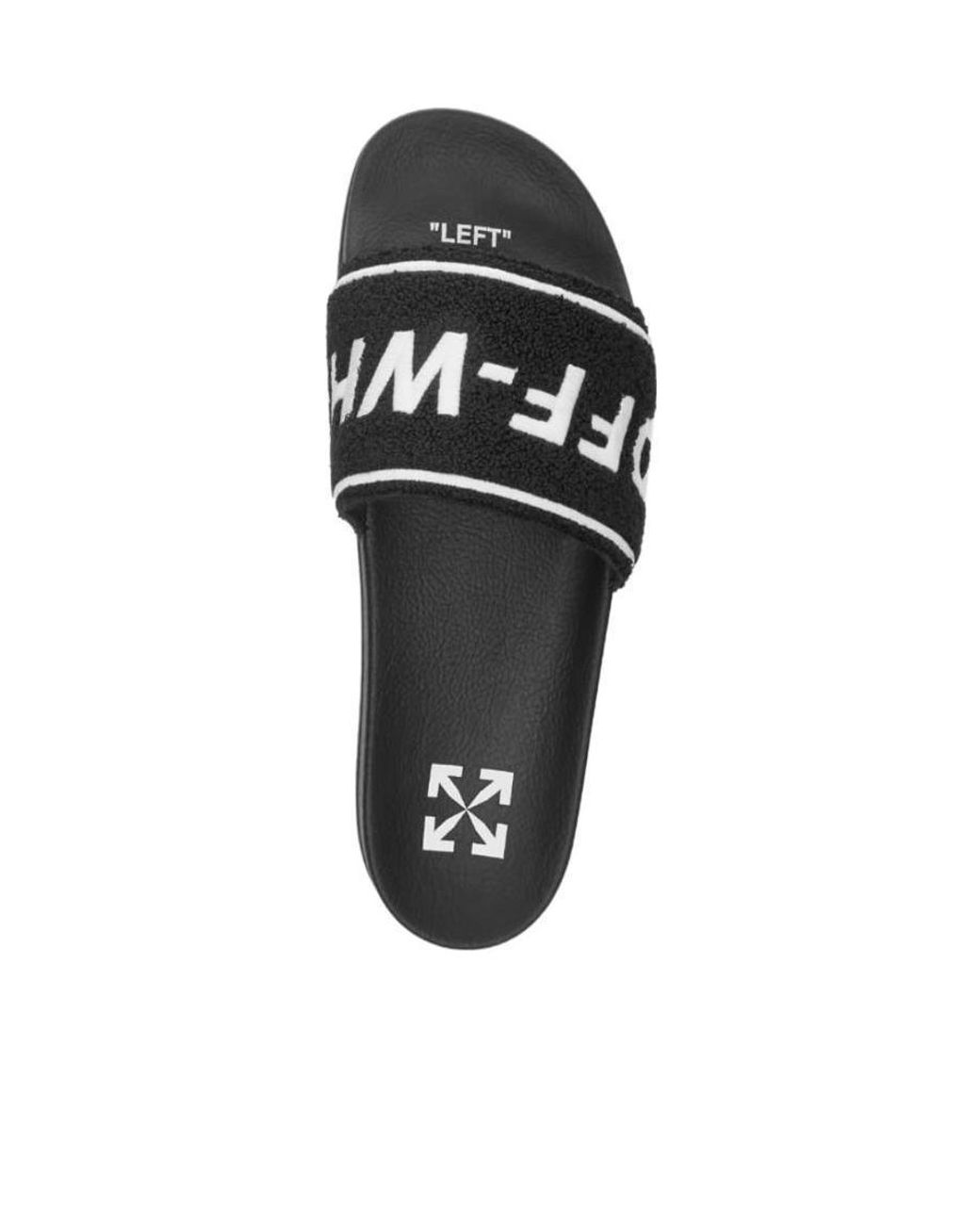 Off-White c/o Virgil Abloh Black Textured Logo-Strap Slides for men