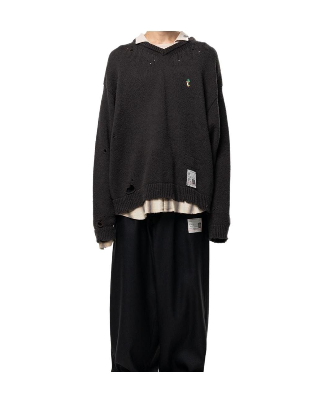 Maison Mihara Yasuhiro Black Triple Layered Collared Knit Sweater for men