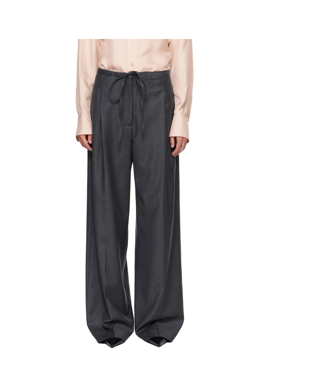 Rohe Blue Drawstring-Waist Pleated Trousers