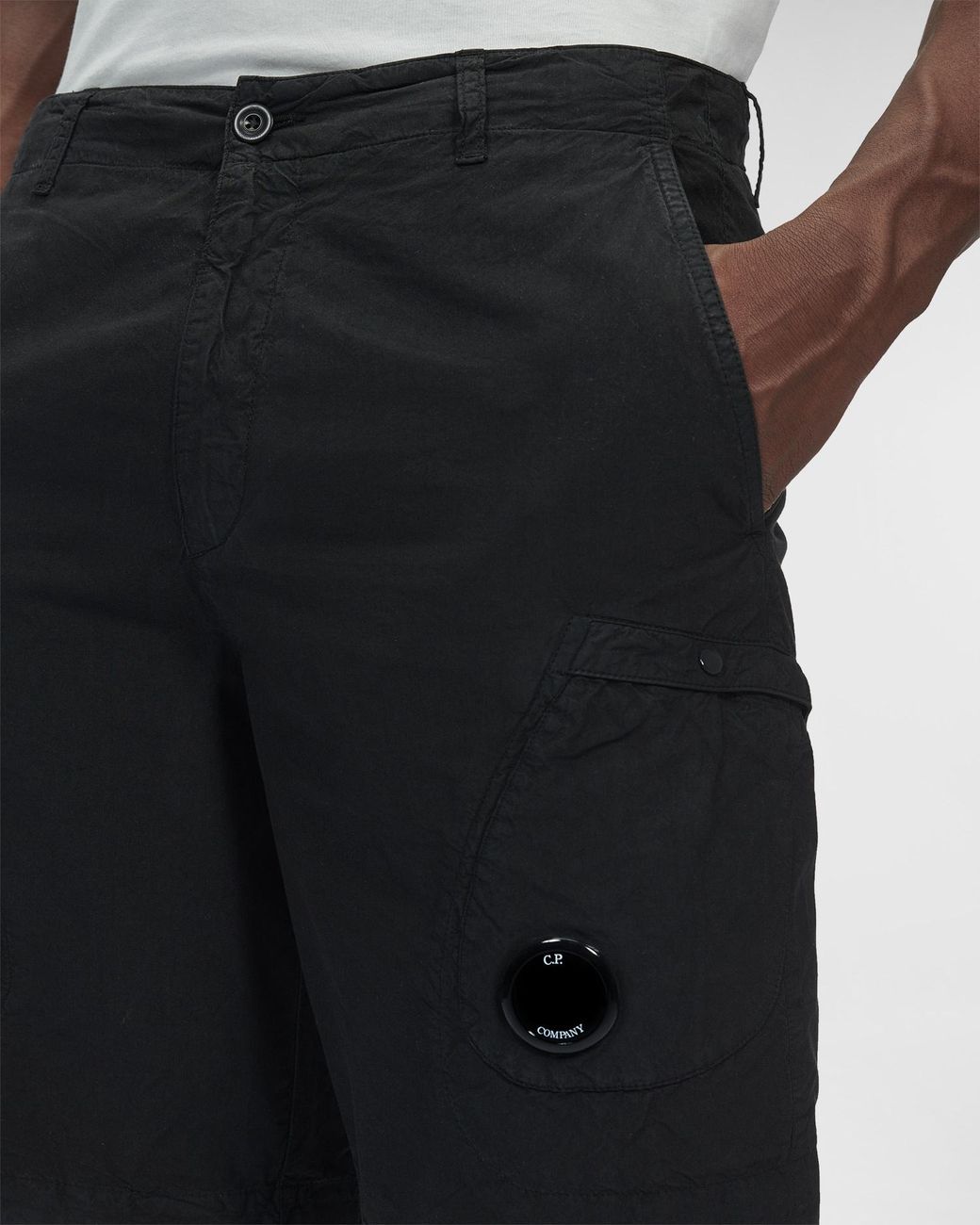 C P Company Blue Logo-Patch Cotton Shorts for men