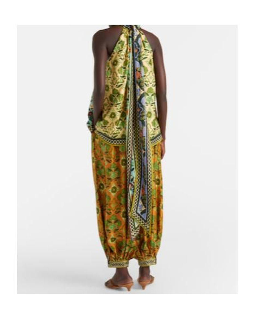ALÉMAIS Metallic Cece Floral Silk Tapered Pants