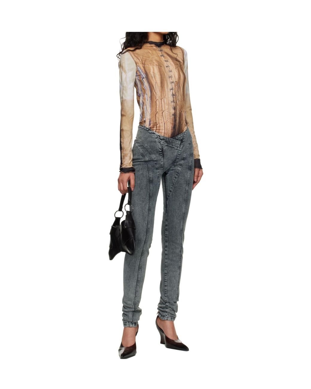 KNWLS Blue Celet Panelled Low-Rise Jeans