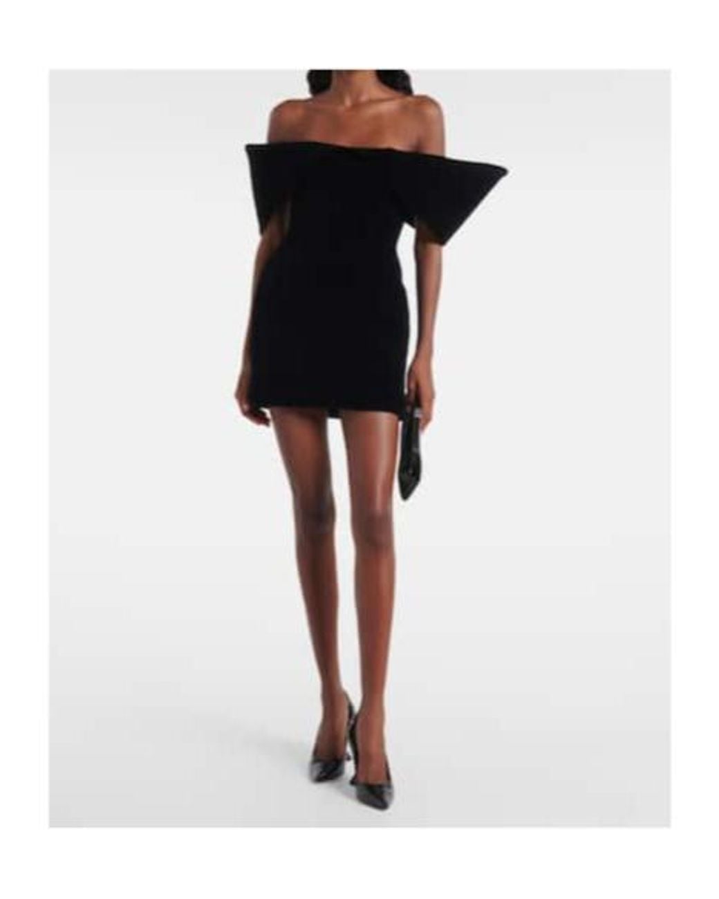 David Koma Black Off-Shoulder Velvet Minidress