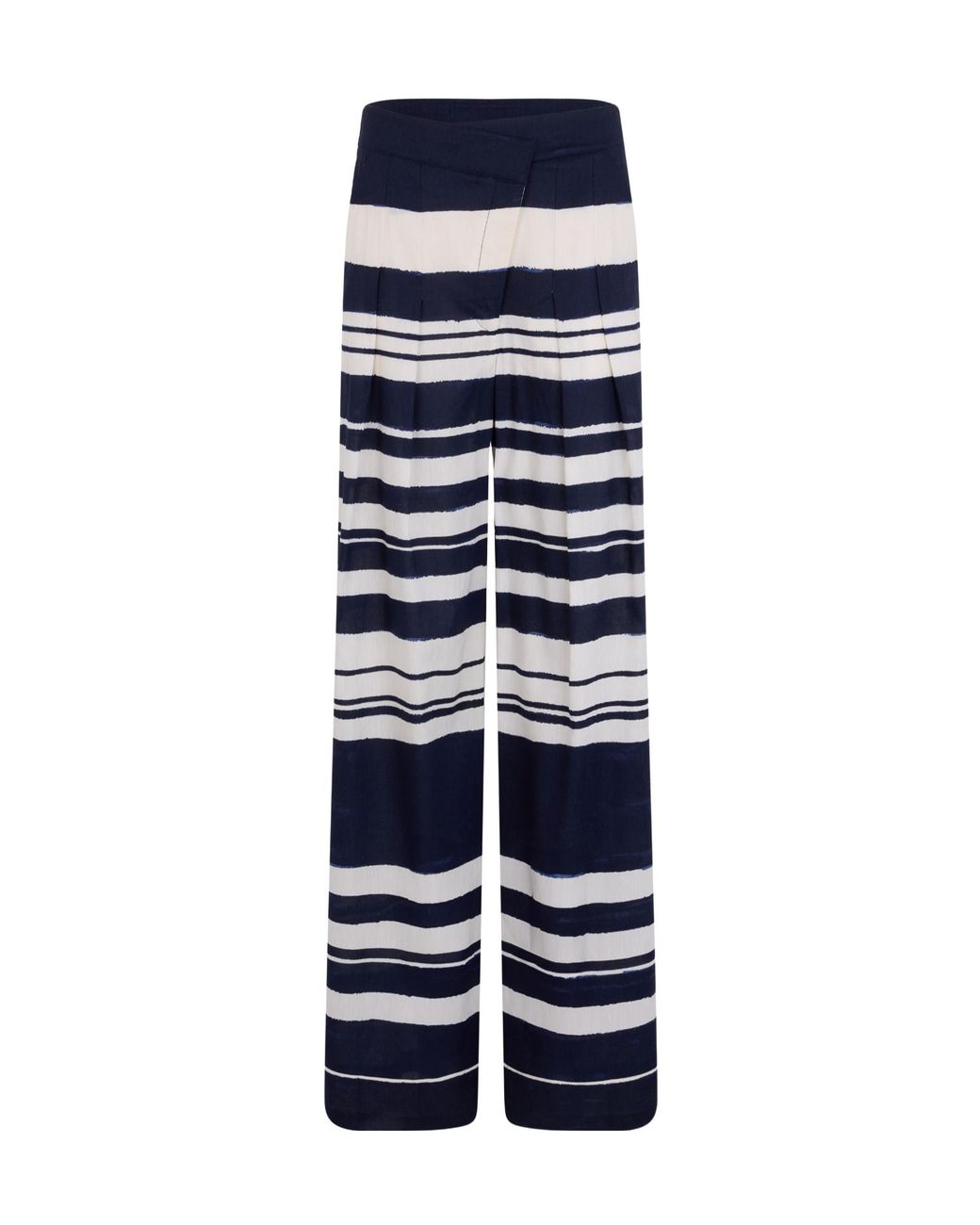 Veronica Beard Blue Striped Wide-Leg Pants