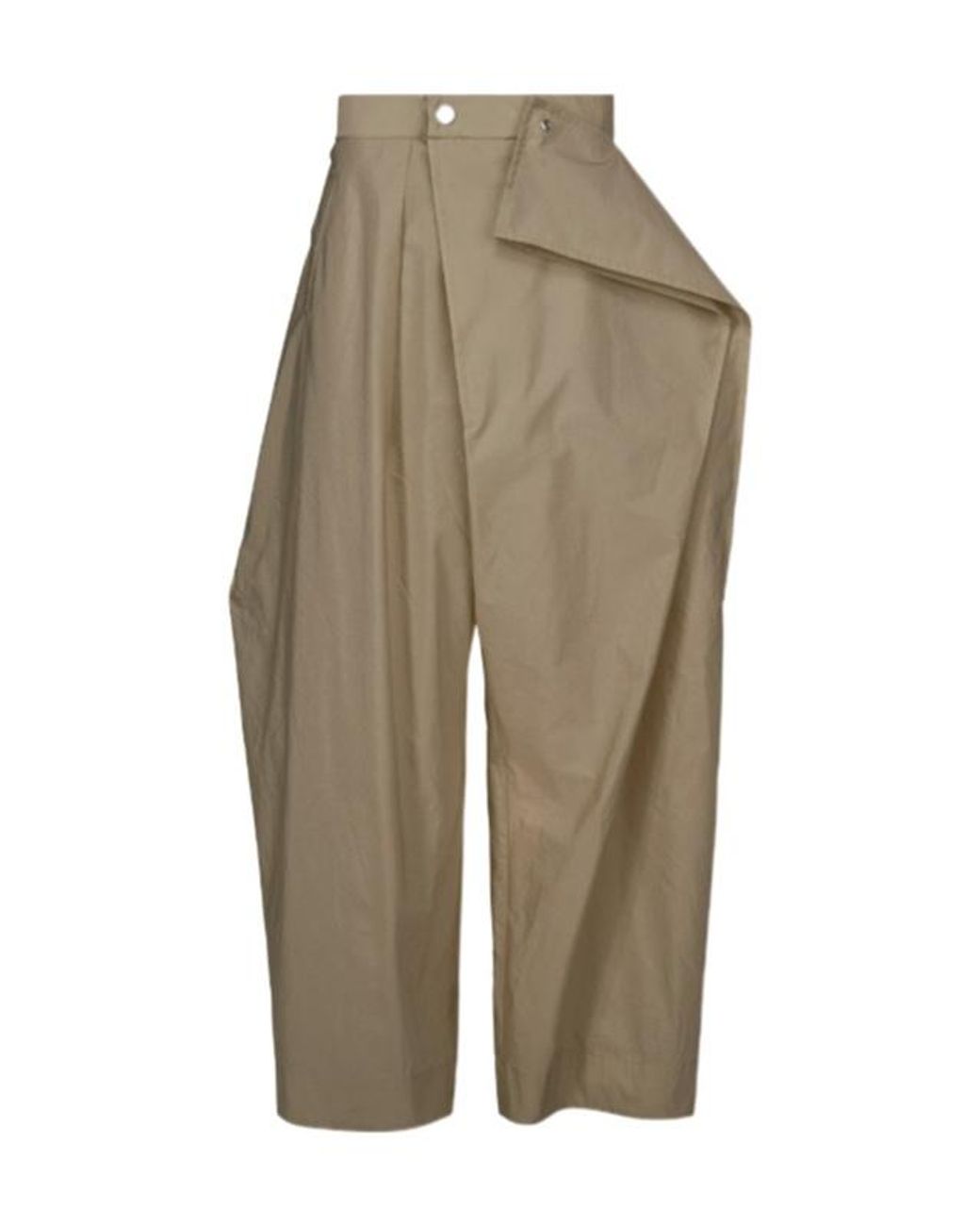 Issey Miyake Green Folded-Detail Wide-Leg Trousers