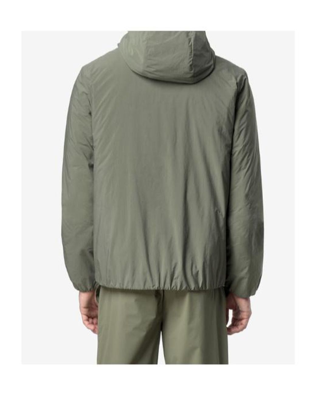 K-Way Green Plain Zip-Up Hooded Jacket for men