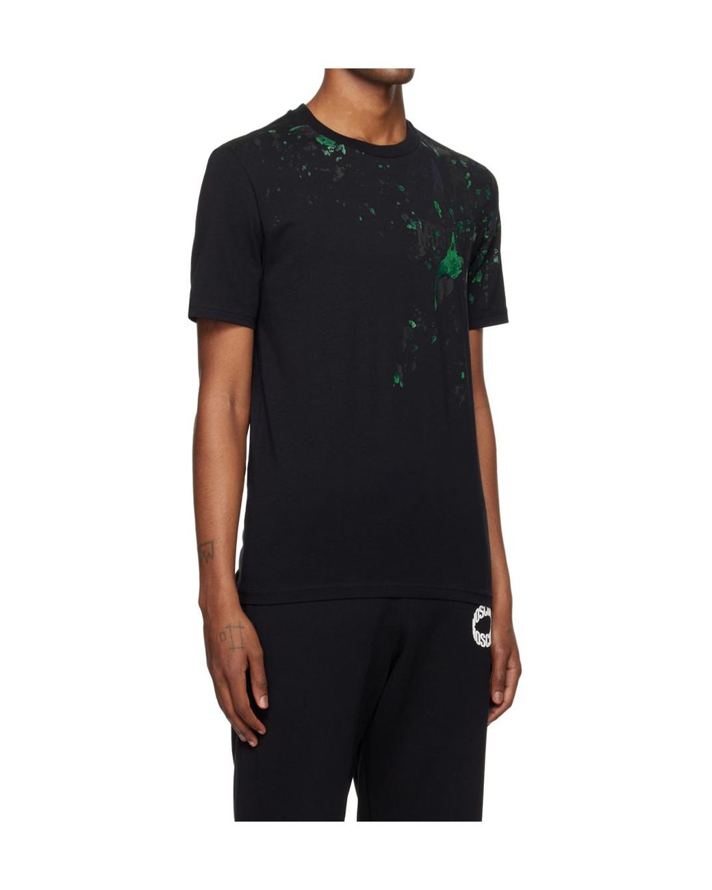 Moschino Black Round Collar Printed T-Shirt for men