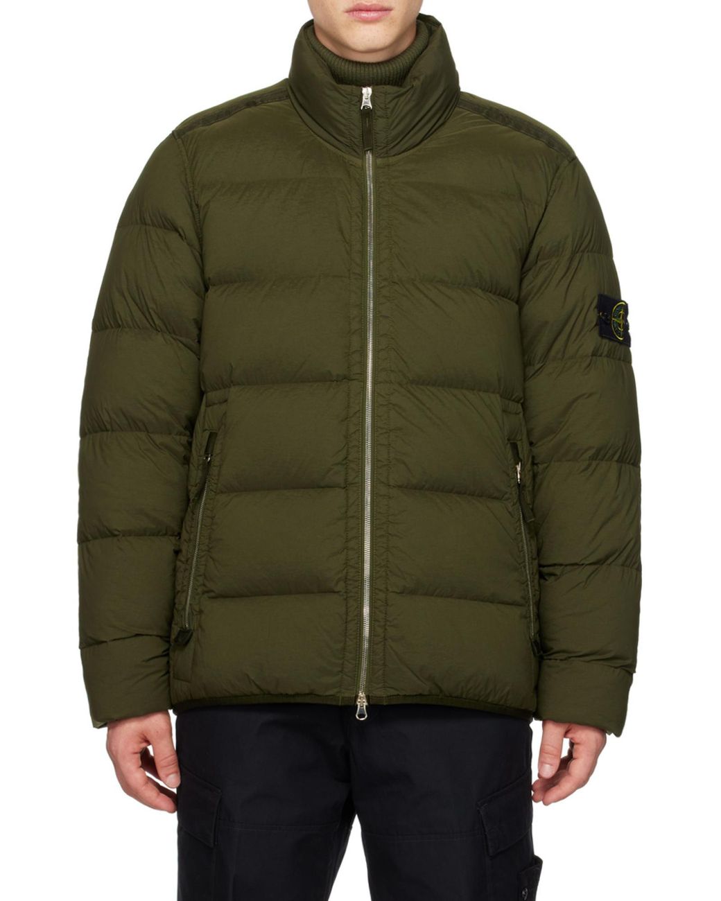Stone Island Green Compass-Patch Padded Down Jacket for men