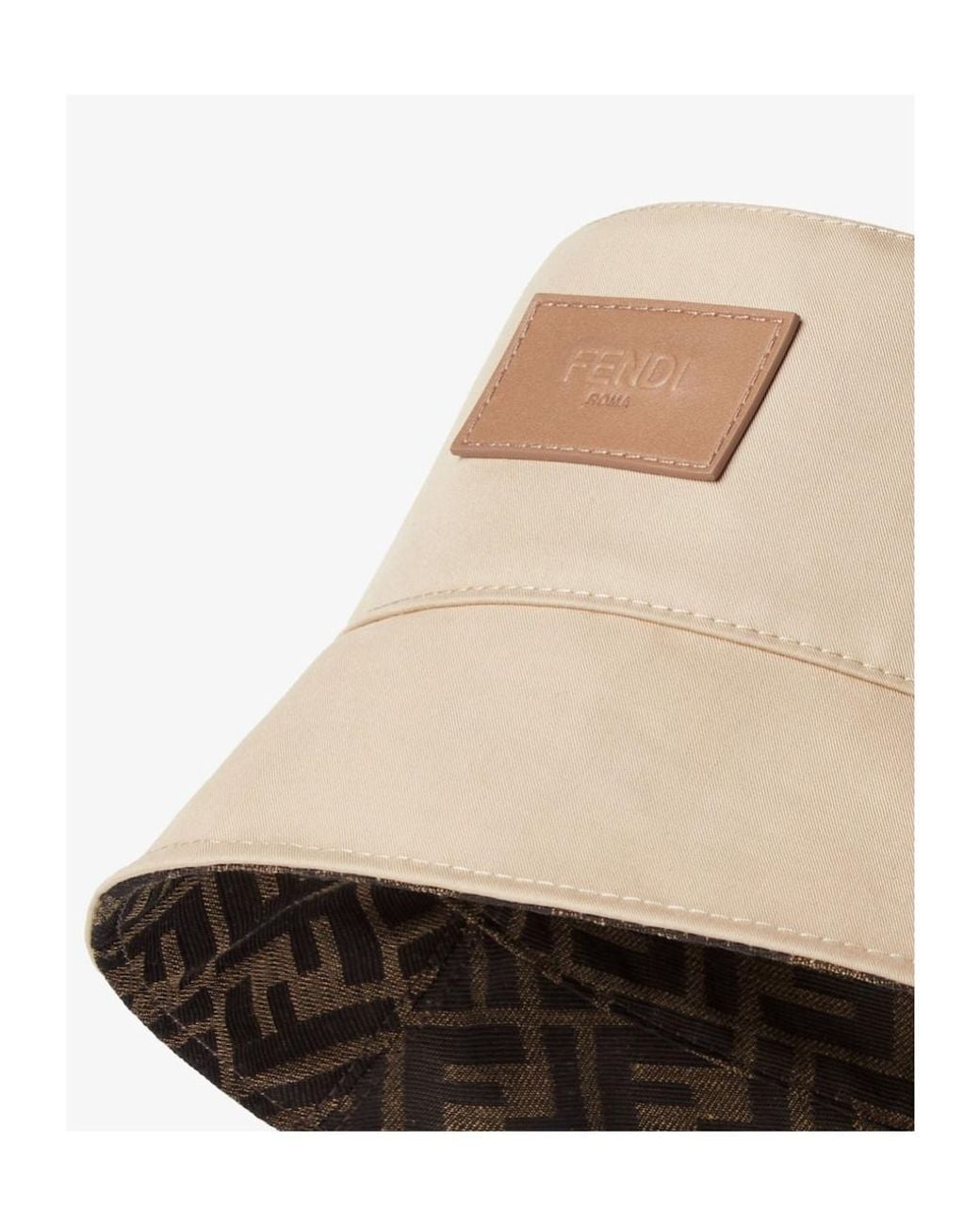 Fendi Natural Logo Patch Bucket Hat for men
