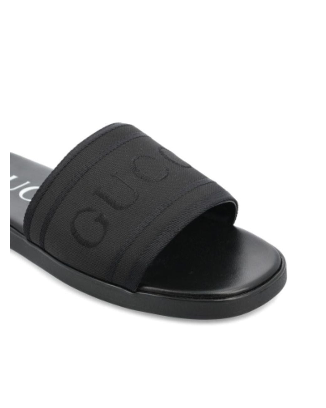 Gucci Black Logo Strap Slide Sandals for men