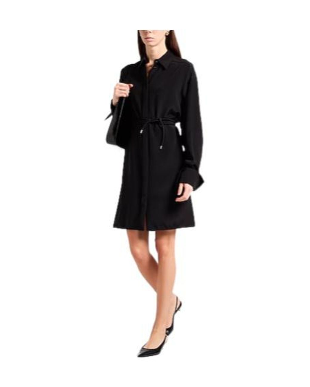 Sportmax Black Simple Shirt Dress