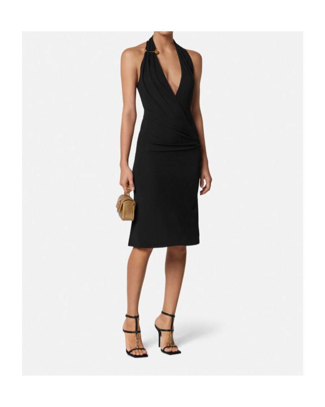 Versace Black Halterneck Midi Dress