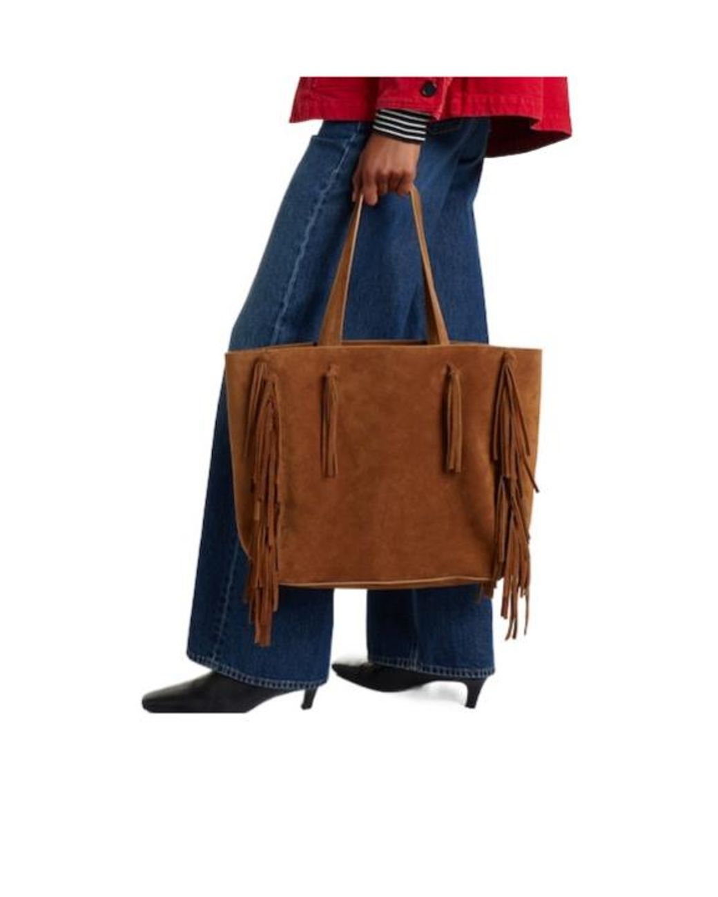 Nili Lotan Brown Joni Fringed Suede Tote Bag