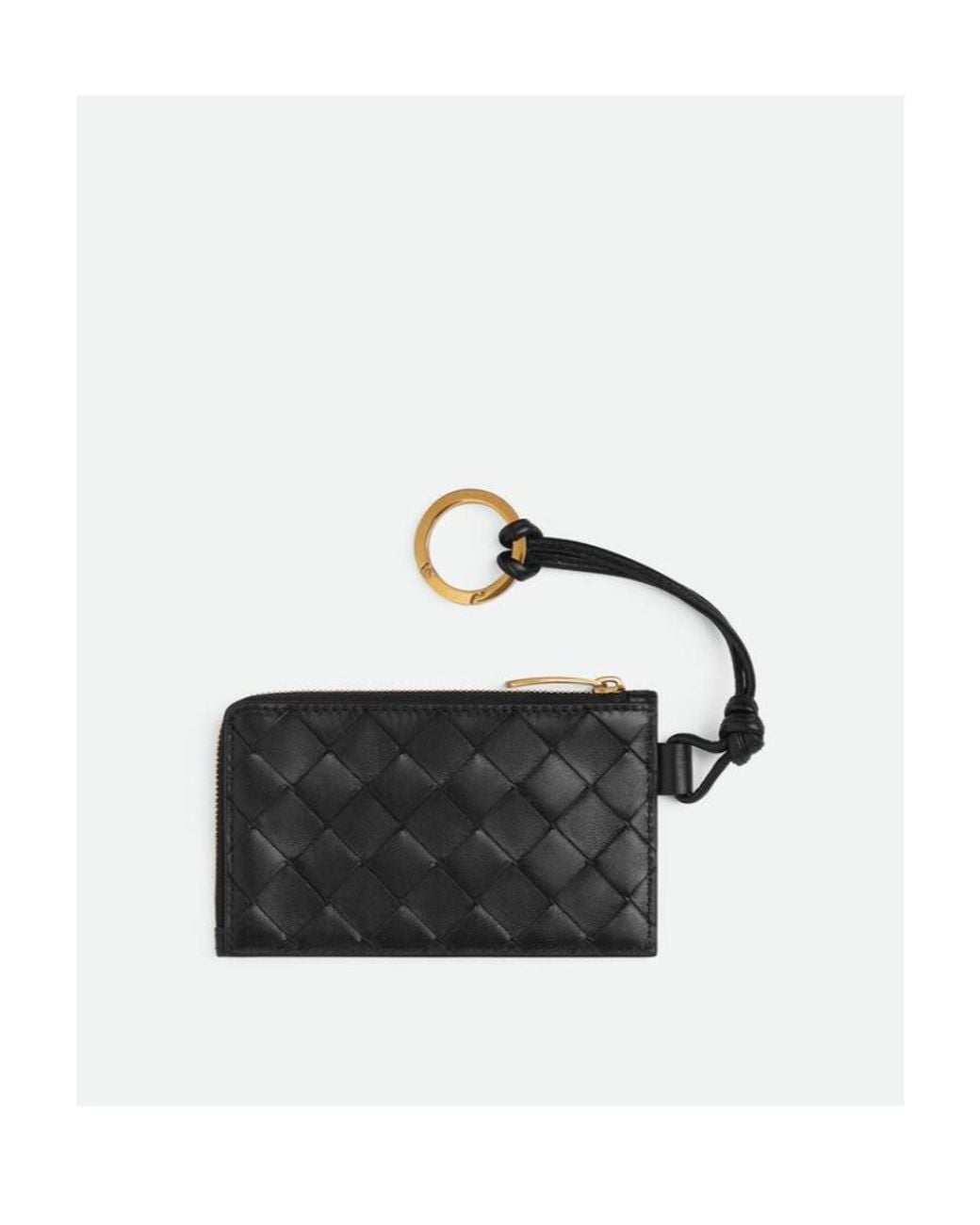 Bottega Veneta Black Intrecciato L-Zipped Card Case
