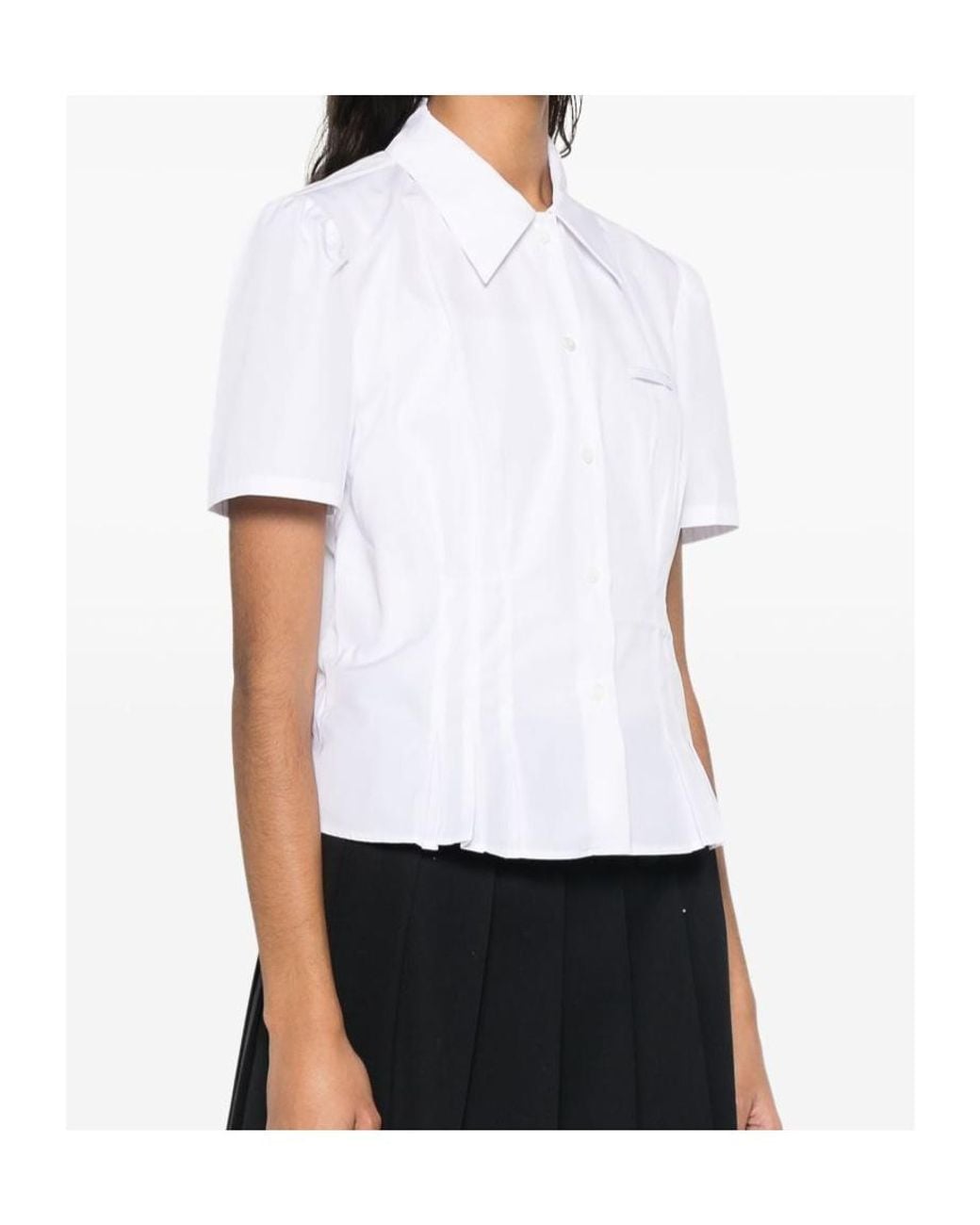Prada White Short-Sleeved Poplin Shirt