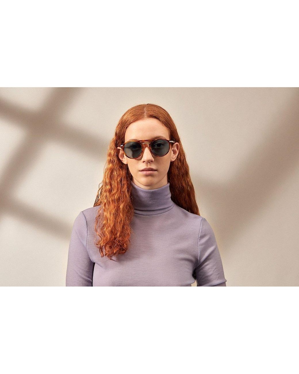 Persol Blue Round Frame Double-Bridge Sunglasses for men