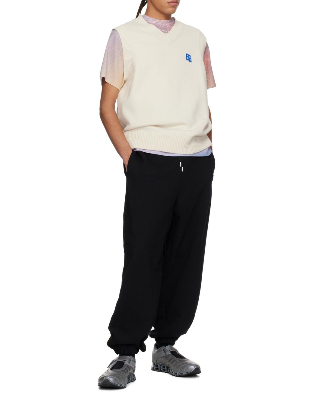 Adererror White V-Neck Knitted Vest for men