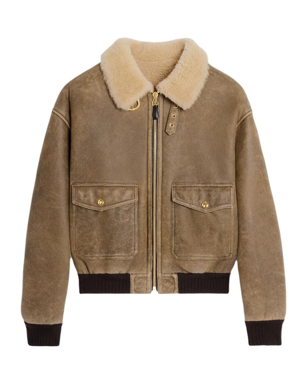 Céline Brown Long-Sleeved Leather Jacket