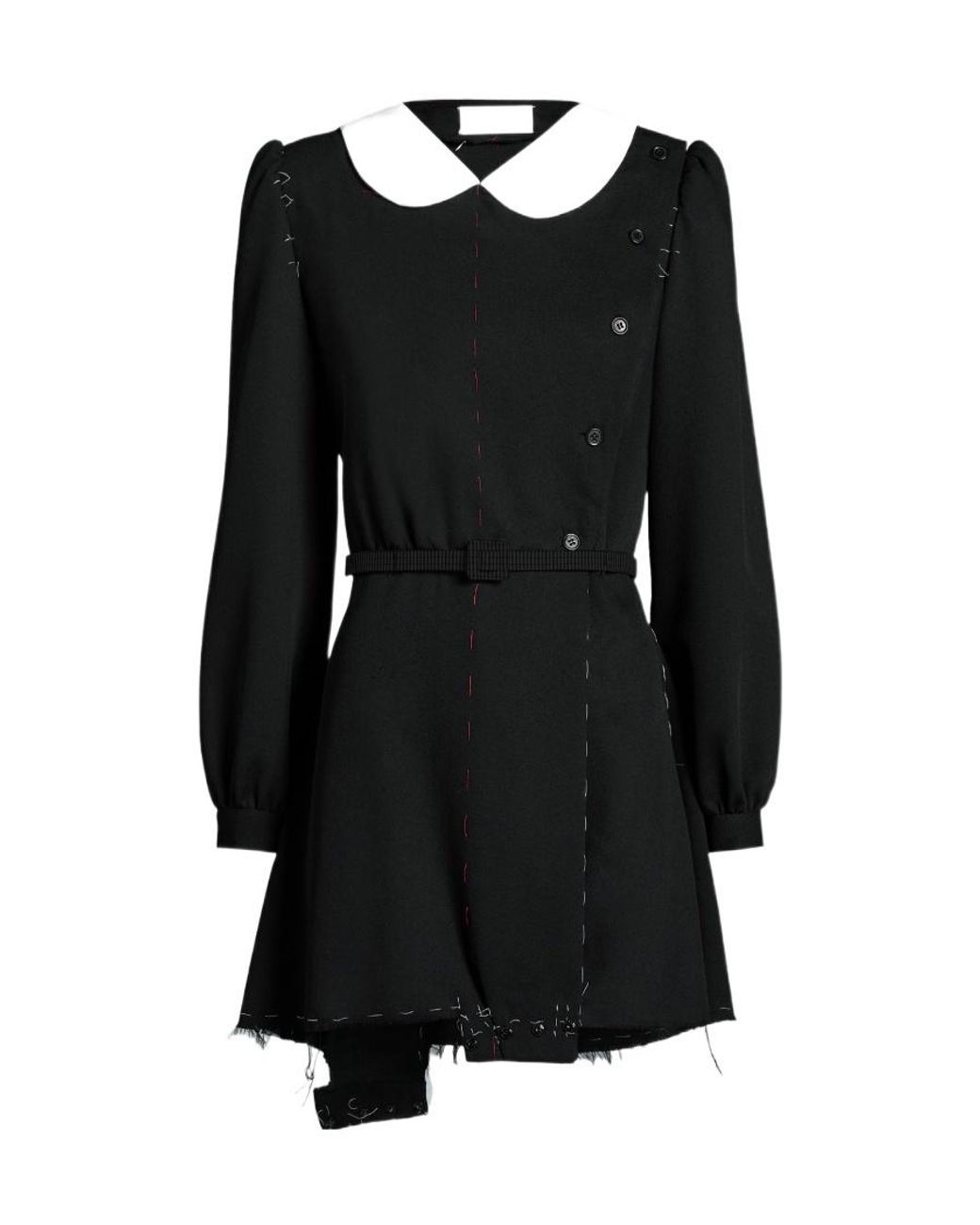 Maison Margiela Black Long Sleeved Belted Dress