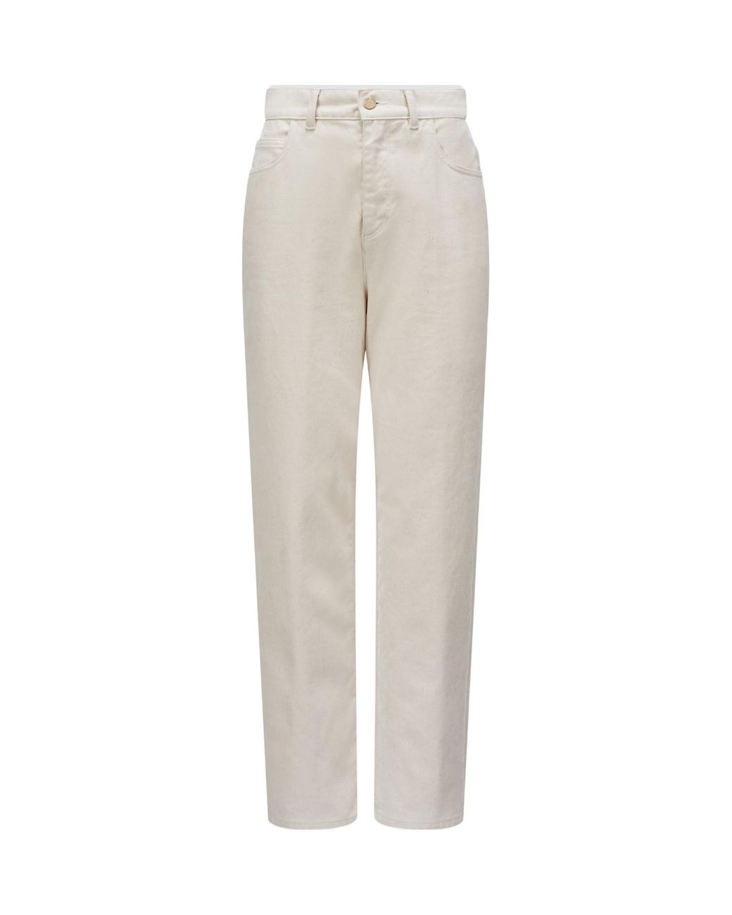 Moncler White Cropped Tapered Leg Jeans