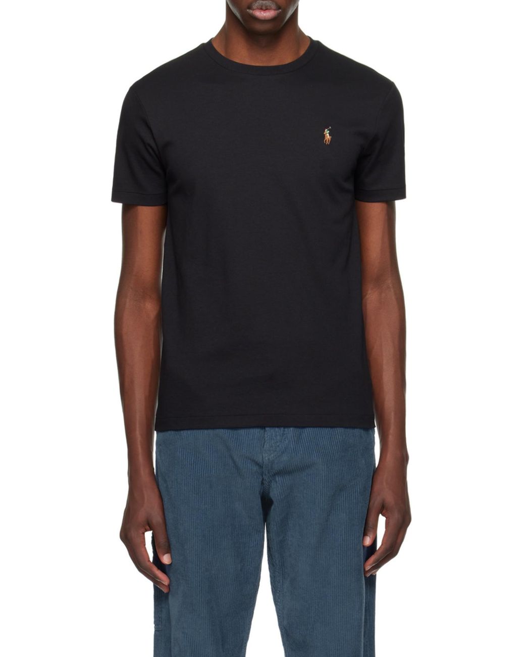Polo Ralph Lauren Black Logo Embroidered Crewneck T-Shirt for men