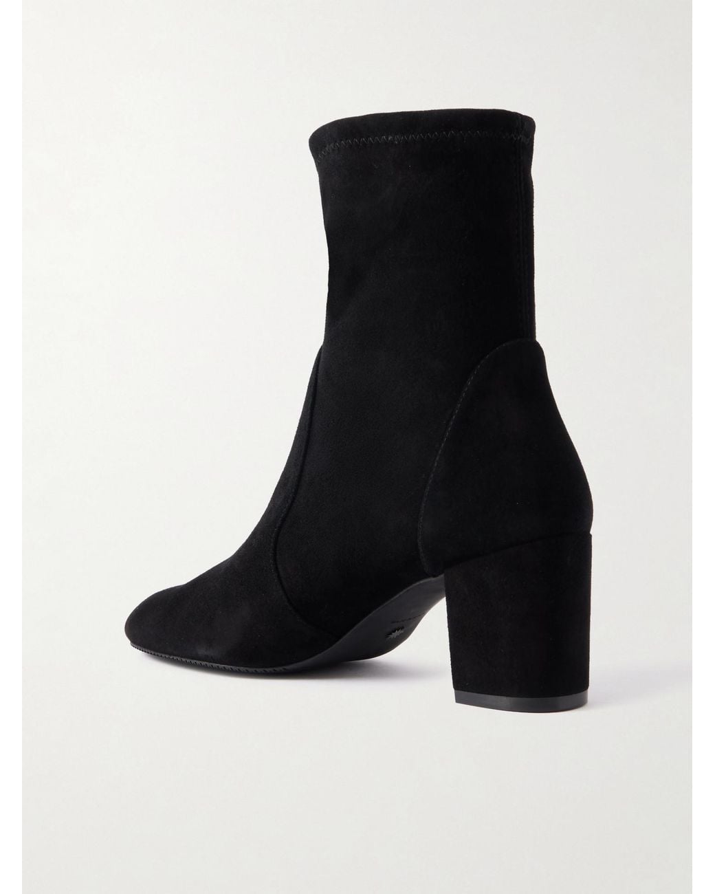 Stuart Weitzman Black Stretch Suede Heeled Ankle Boots