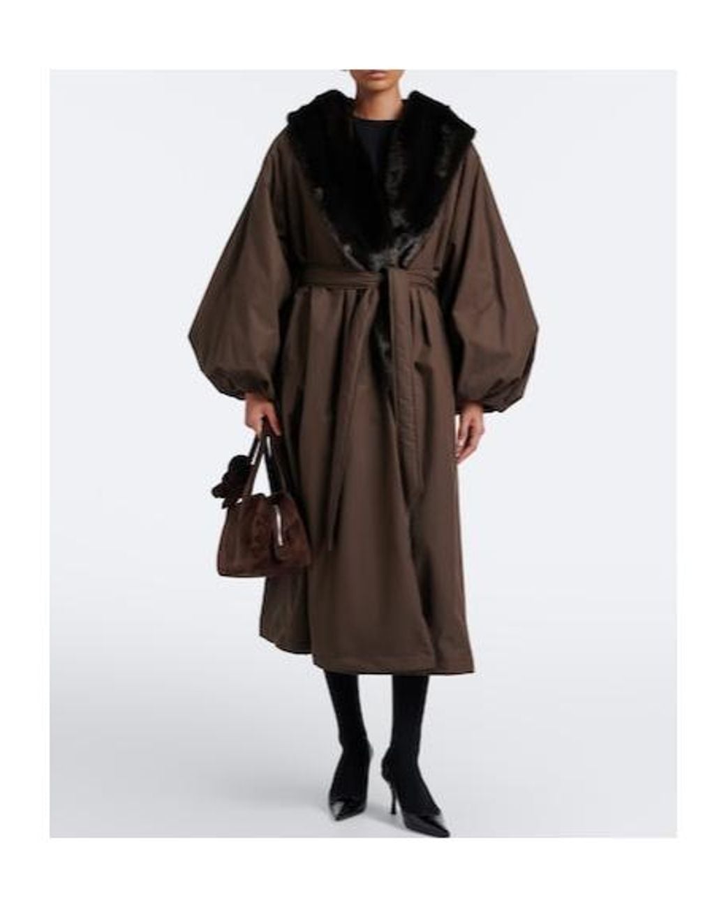 Magda Butrym Brown Cotton Wrap Coat