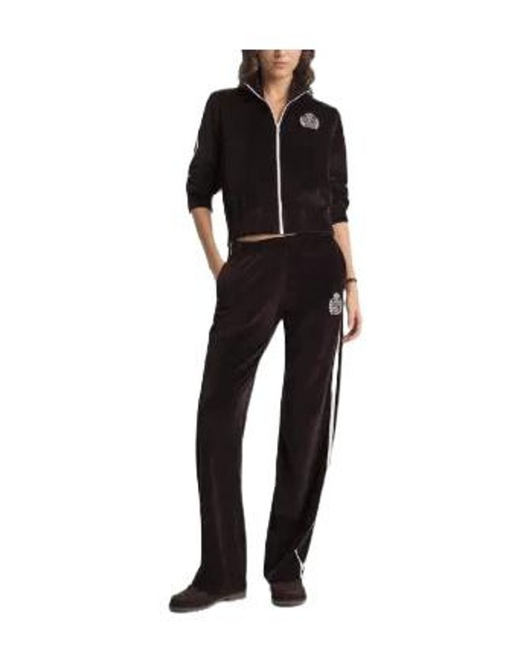 Sporty & Rich Black Striped Zip-Up Track Jacket