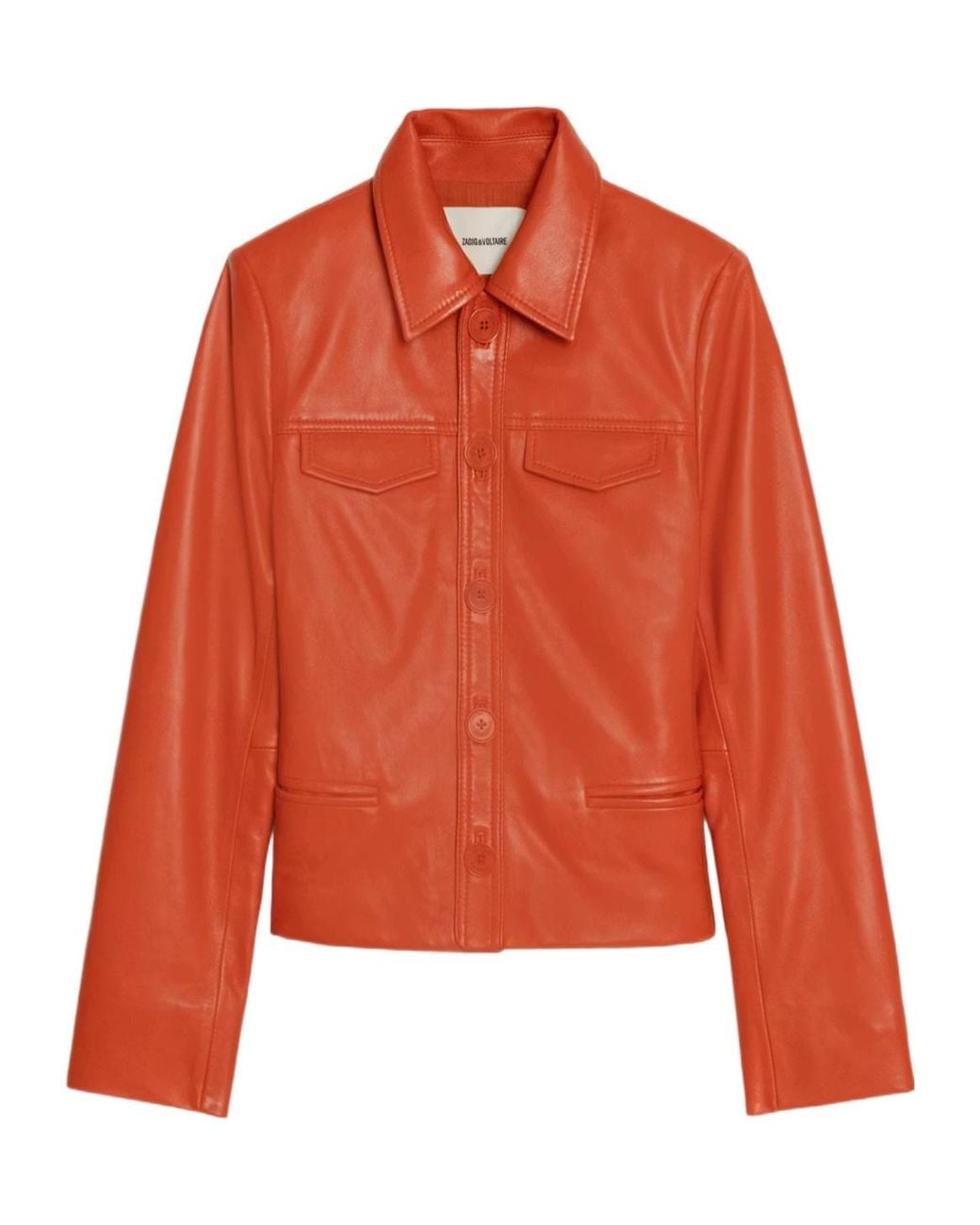 Zadig & Voltaire Orange Long-Sleeve Leather Jacket