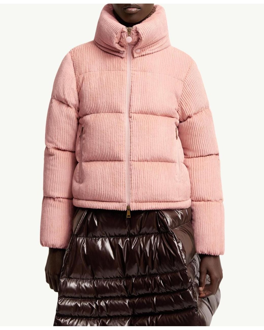 Moncler Pink Lumineux Corduroy Short Down Jacket