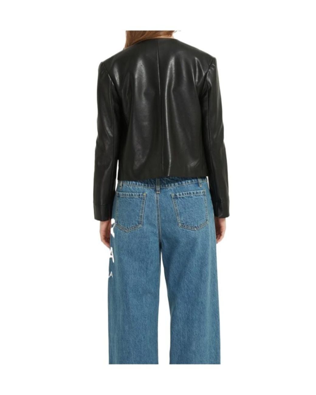 Marissa Chiara Black V-Neck Leather Jacket