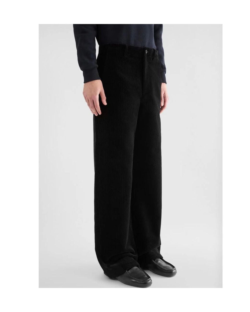 Jil Sander Black Wide-Leg Corduroy Pants for men