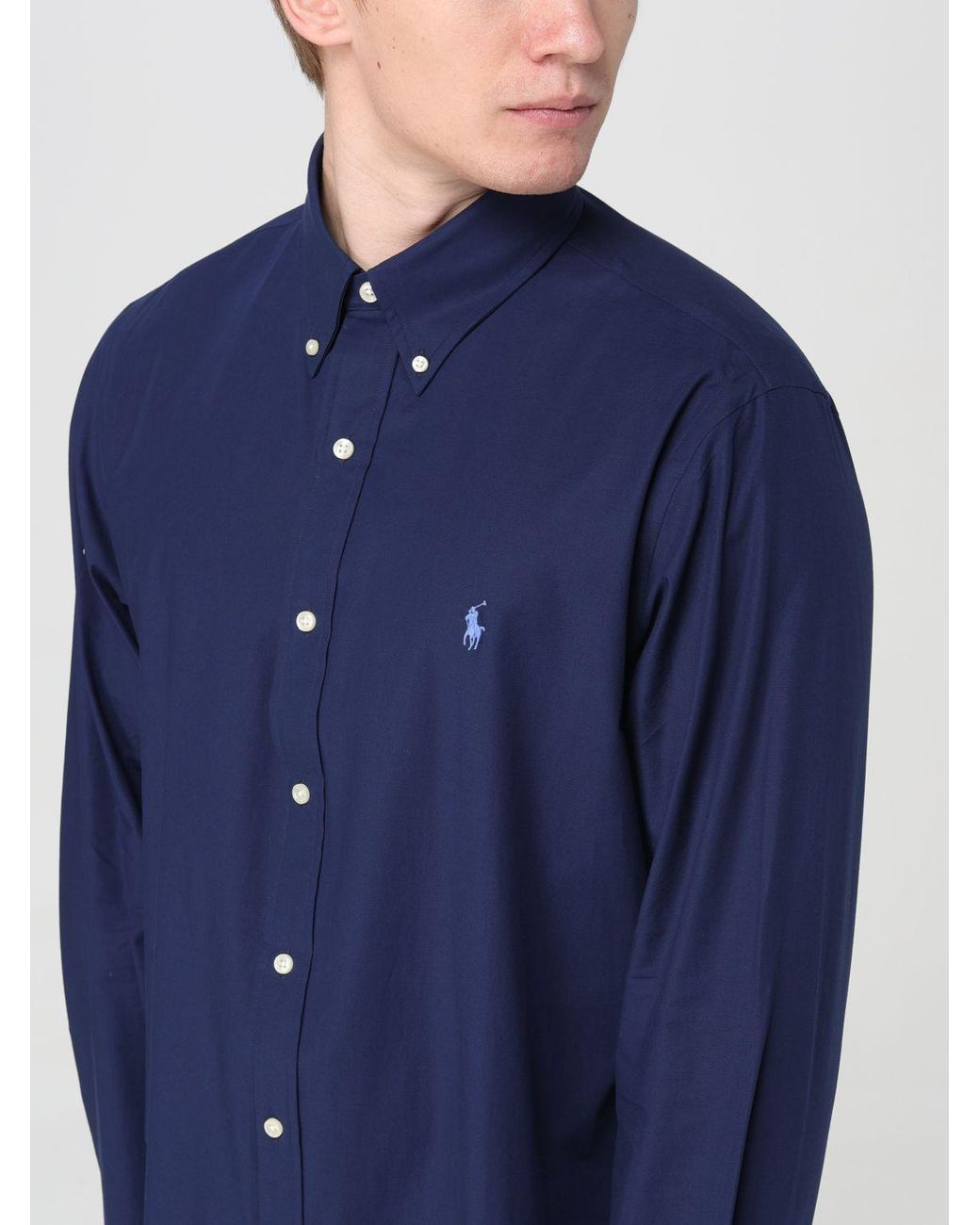 Polo Ralph Lauren Blue Pony Embroidered Poplin Shirt for men
