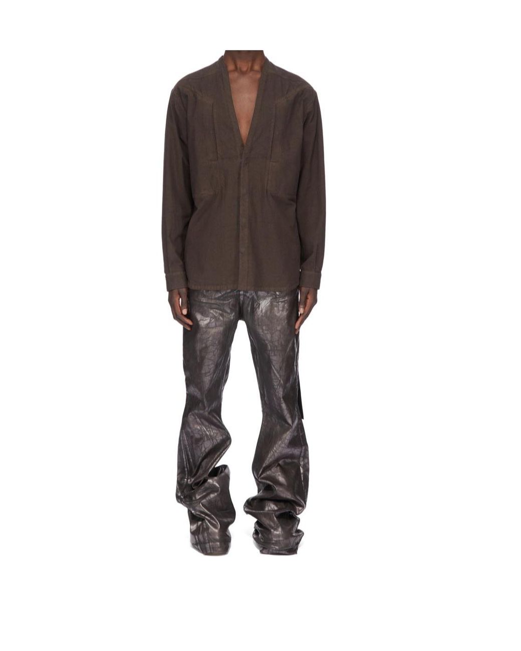Rick Owens Brown Button-Fastening Cotton Shirt for men