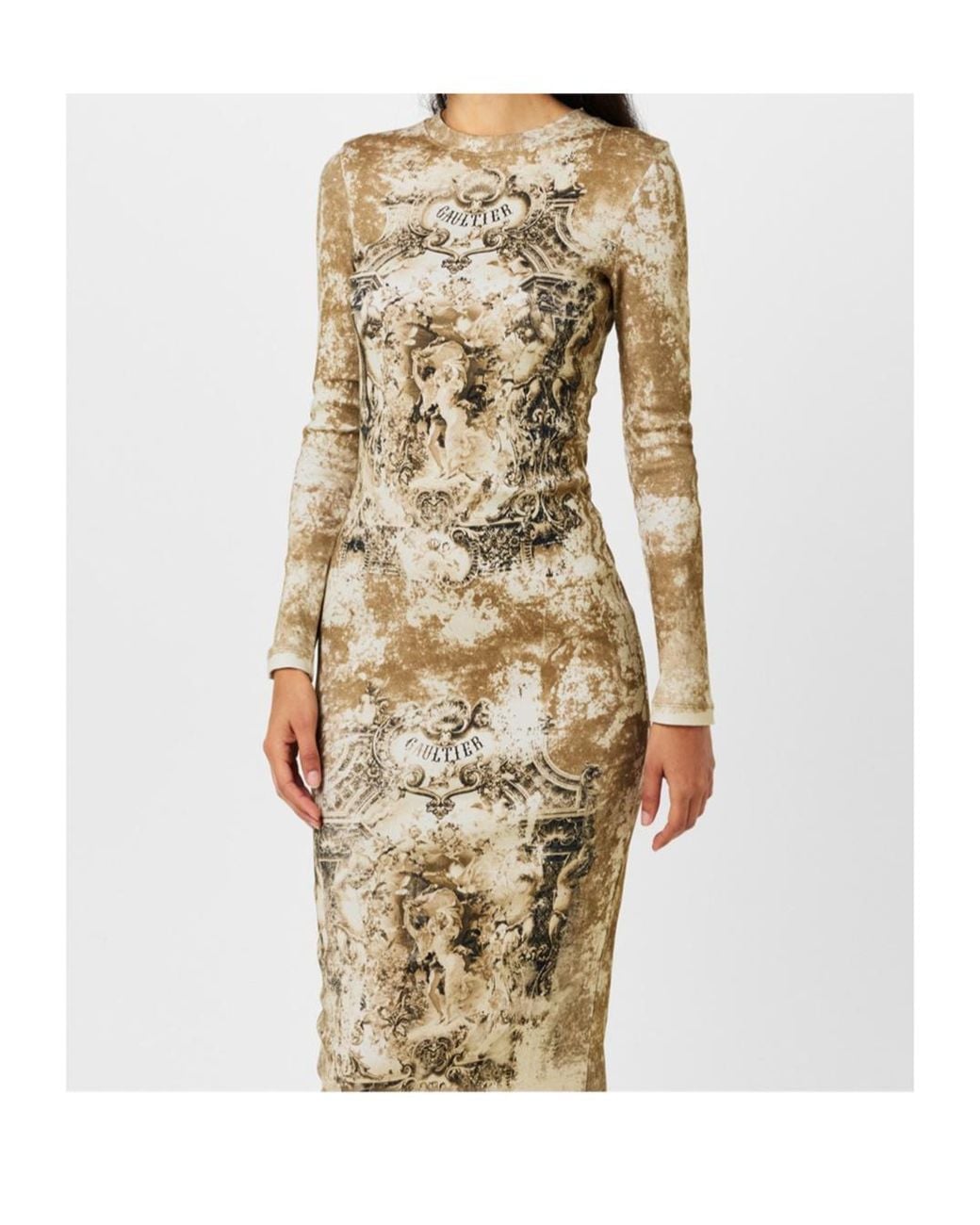 Jean Paul Gaultier Metallic Printed Dress