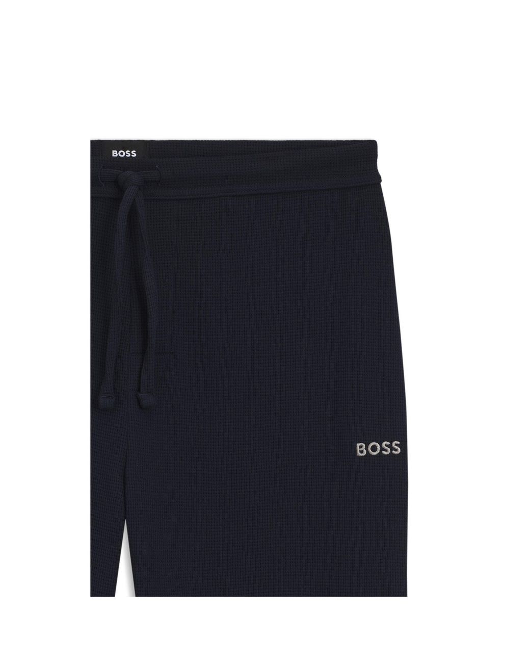 Boss Blue Waffle Cuffed Casual Pants for men