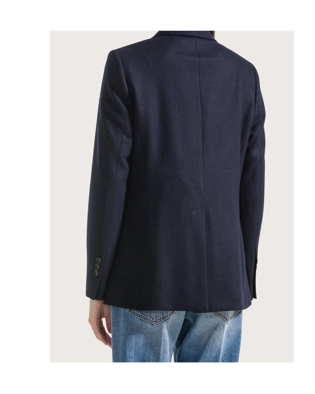 Seventy Blue Double-Breasted Wool Blazer