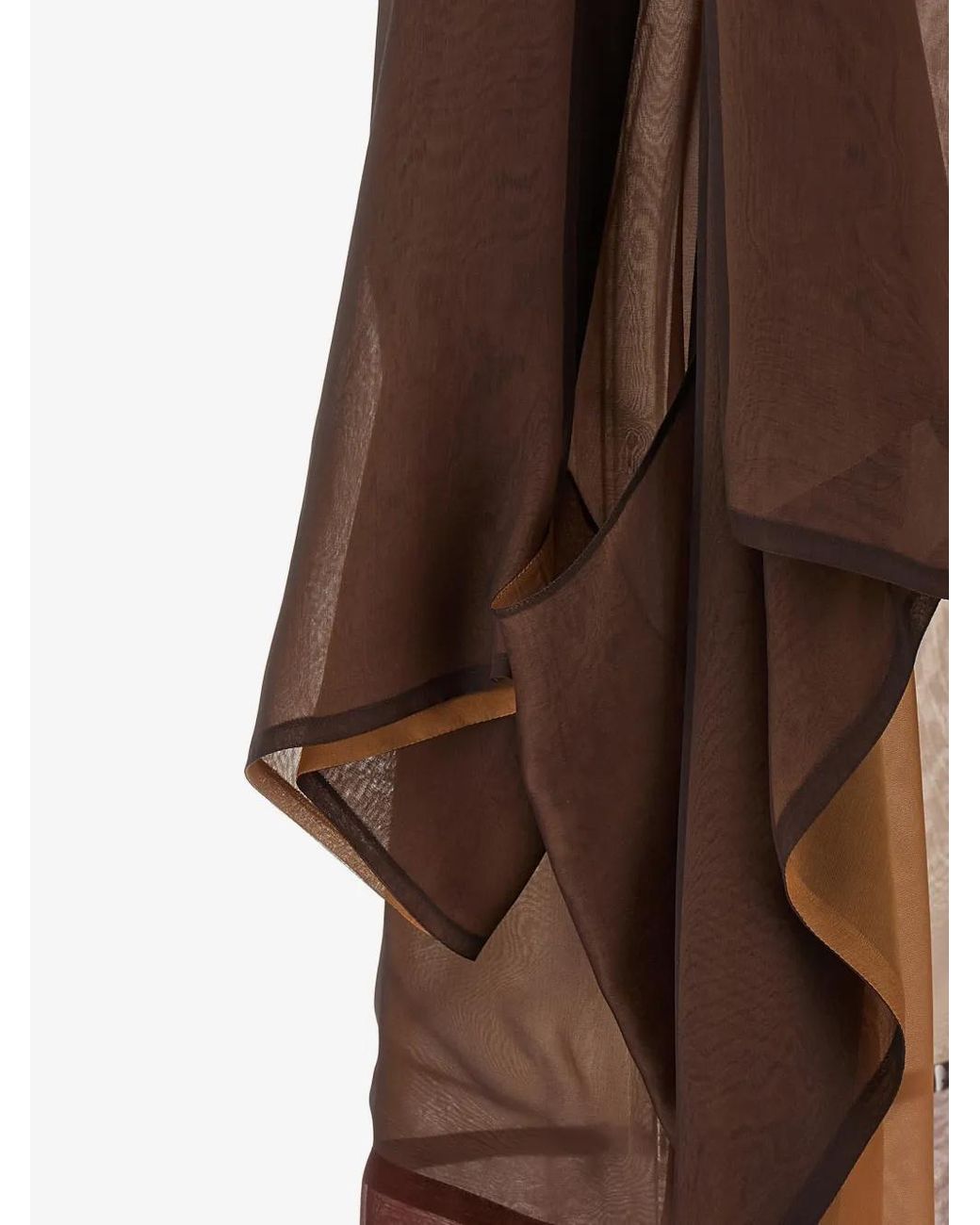 Alberta Ferretti Brown Shawl-Collar Chiffon Cardigan