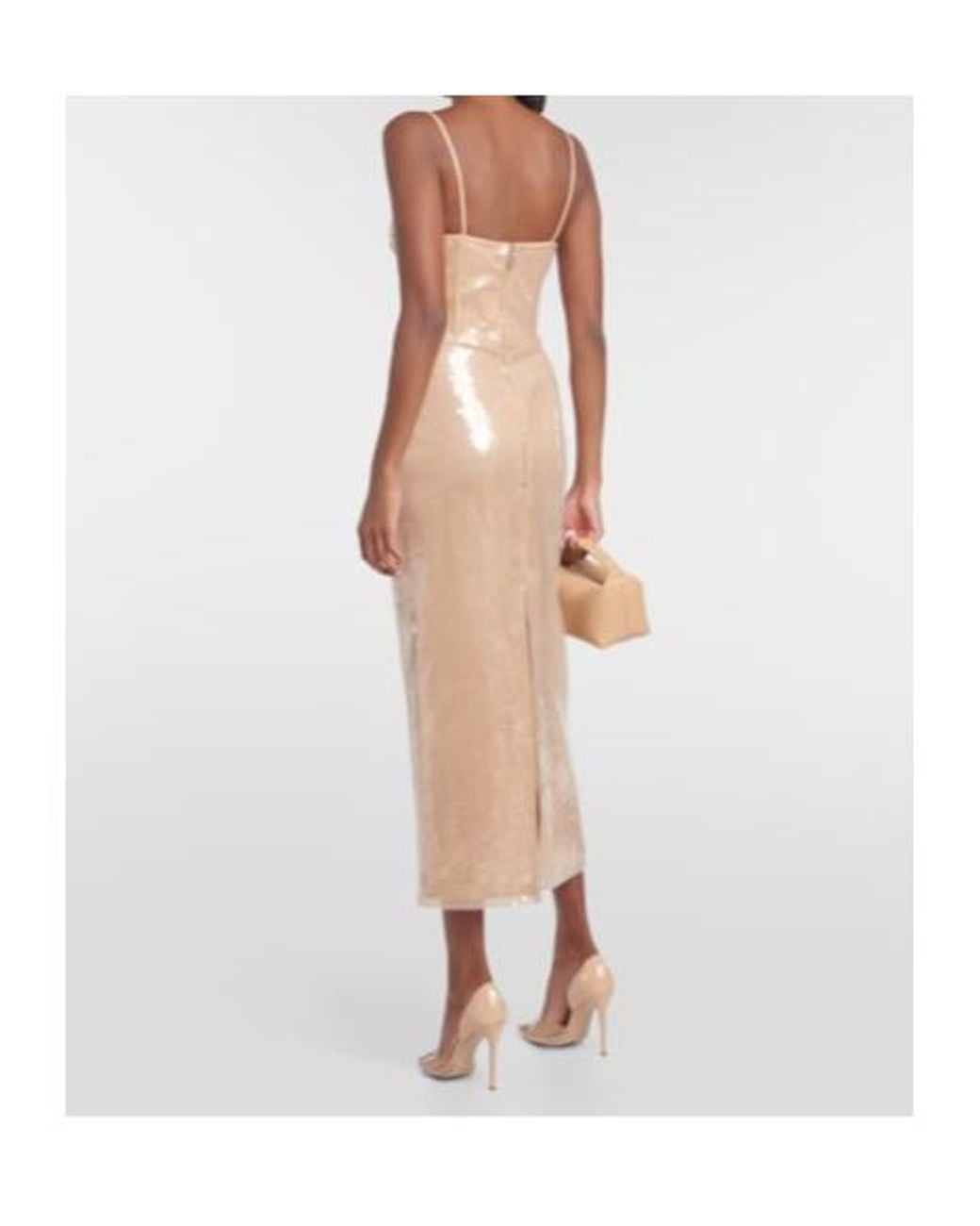 David Koma White Sequined Midi Dress