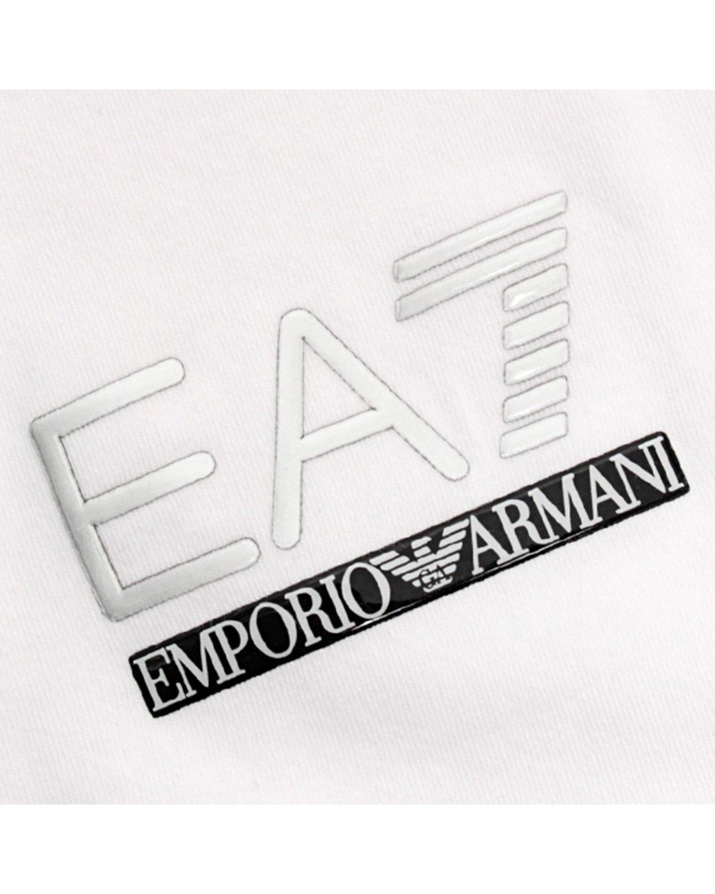 EA7 White Logo Round-Necked T-Shirt for men