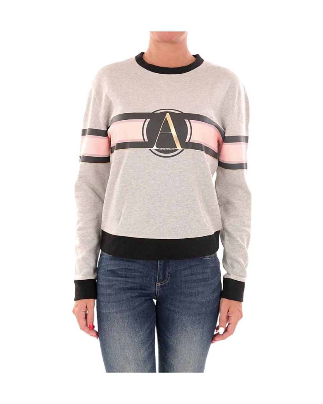 Emporio Armani White Crew-Neck Logo Sweatshirt