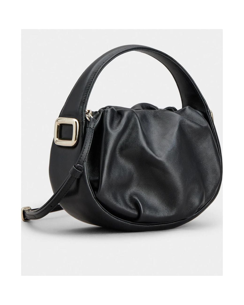 Roger Vivier Black Hobo Viv' Choc Royal Mini Bag