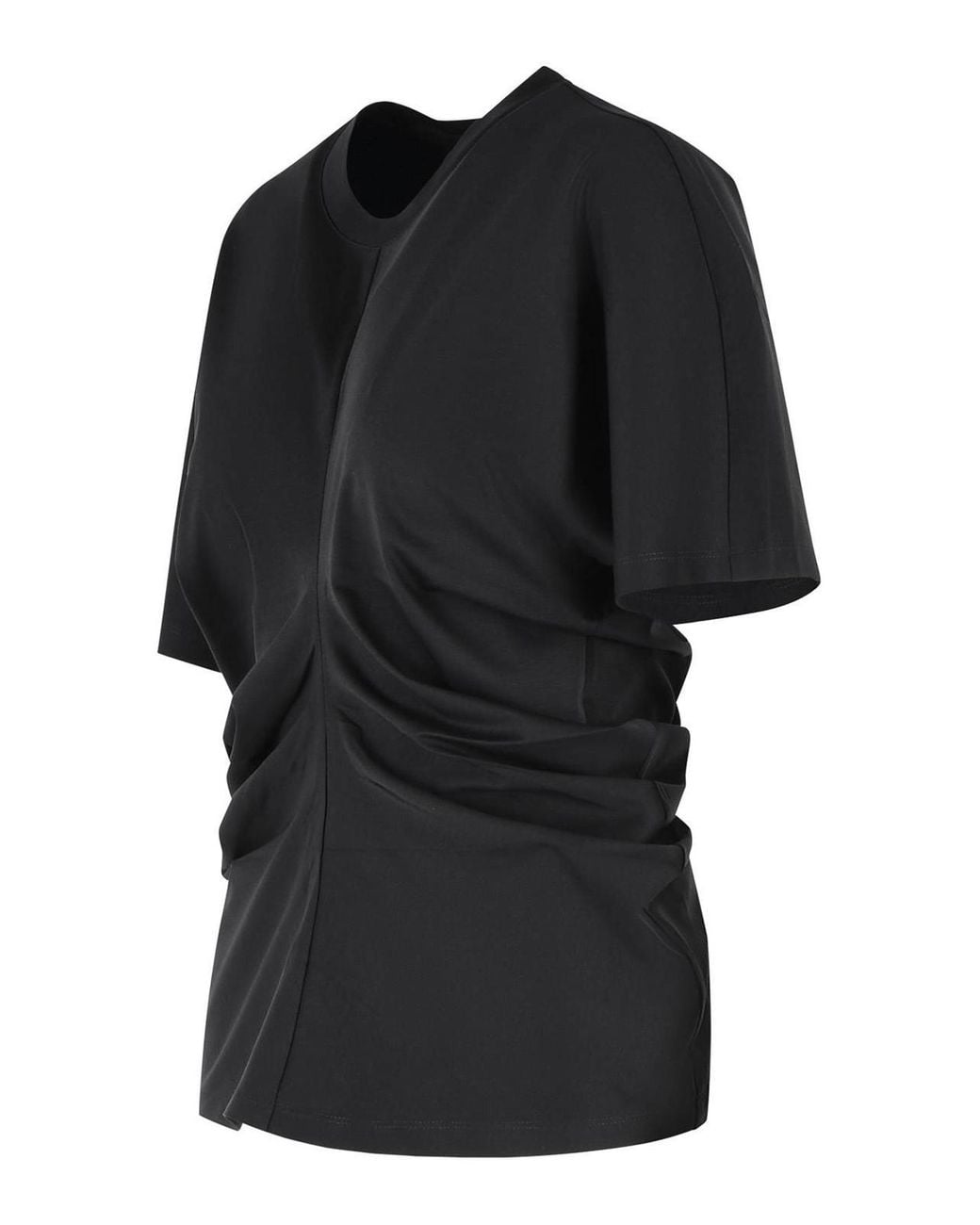 Rohe Black Draped Cotton-Blend T-Shirt